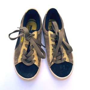 Boys Puma Sneakers Skater Shoes Black Olive Tennis Shoes Size 13